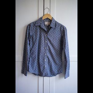 EUC Banana Republic Chambray Soft Wash Shirt, Navy Dot Print, XS